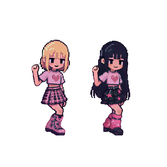 像素舞蹈双人组的循环动作 GIF