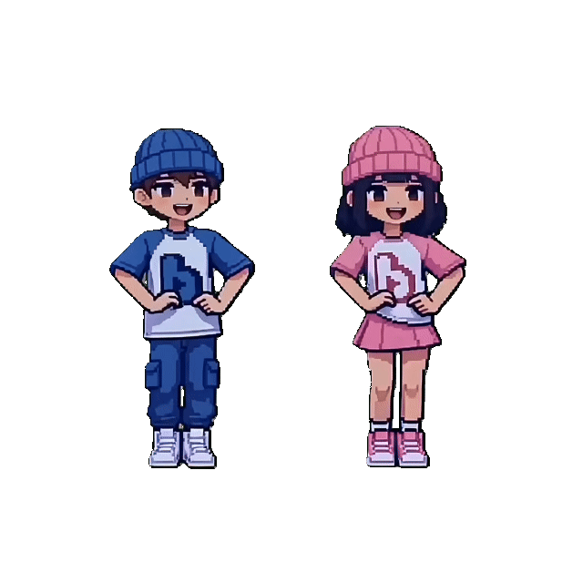 针织帽双人组的循环动作 GIF
